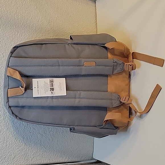 Lucky Brand Backpack, Travel, Lightweight, Comfortable, Gray/ Tan Unisex - Picture 9 of 16